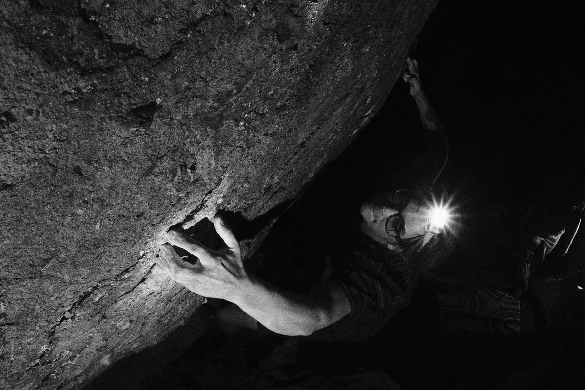 Ben climbing at night